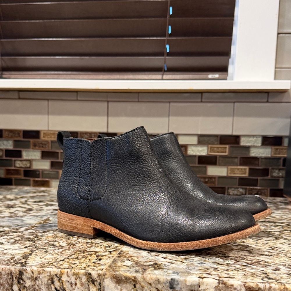 Kork-Ease Black Ankle Boots with Brown Sole